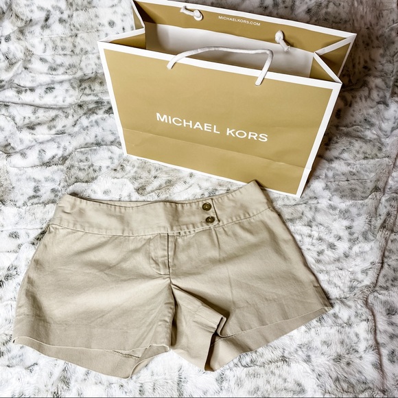 MICHAEL - Michael Kors Mid-Rise Khaki Shorts - Picture 1 of 4